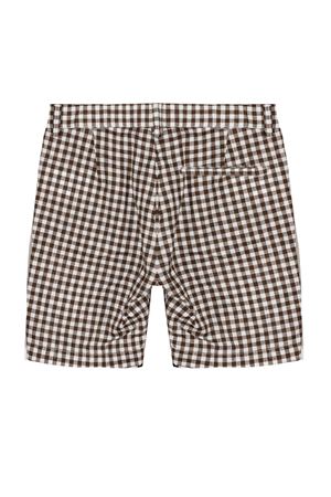 Bermuda a quadri in cotone e lino marrone e bianco LITTLE BEAR KIDS | 3218QUADROMORO